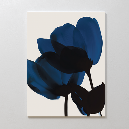 Elegant Blue Floral Abstract Oil Painting for Modern Home Decor