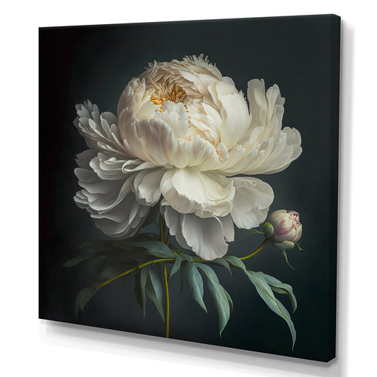 Elegant White Peony Oil Painting for Floral Home Décor