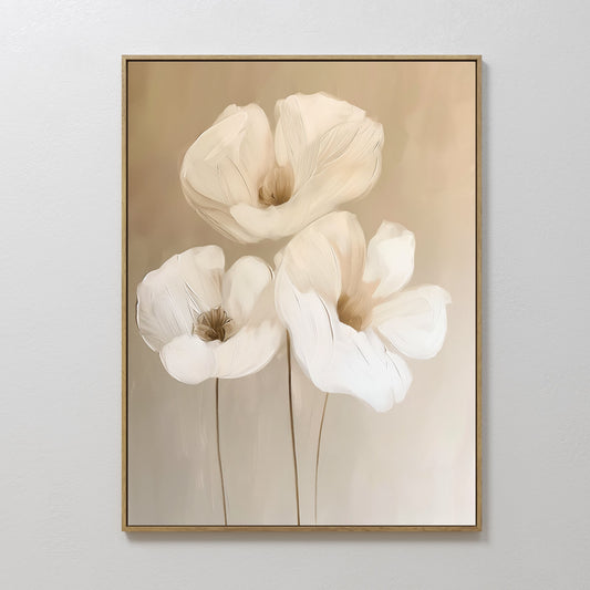 Elegant White Floral Abstract Oil Painting for Modern Home Décor
