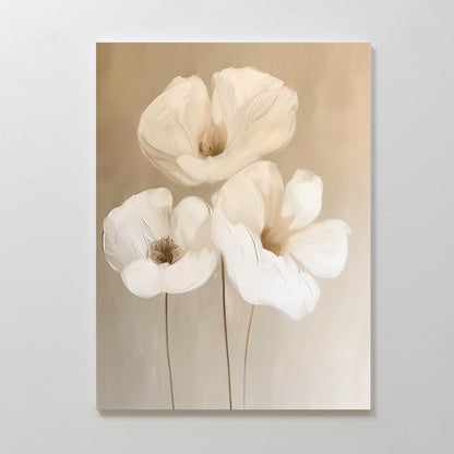 Elegant White Floral Abstract Oil Painting for Modern Home Décor