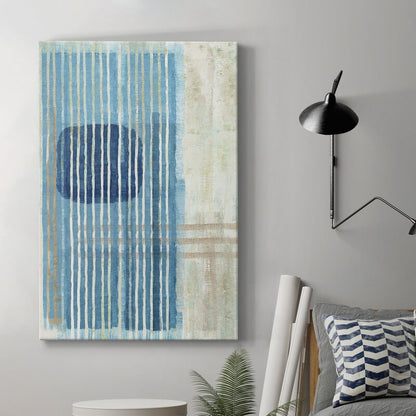 Serene Blue Horizon Abstract Oil Painting - Premium Canvas Art for Modern Decor