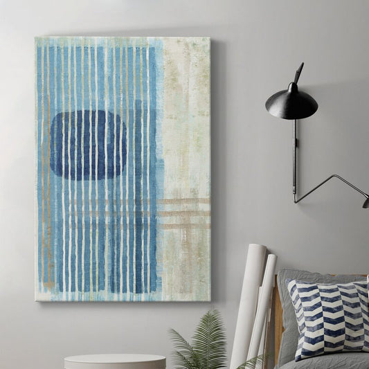 Serene Blue Horizon Abstract Oil Painting - Premium Canvas Art for Modern Decor