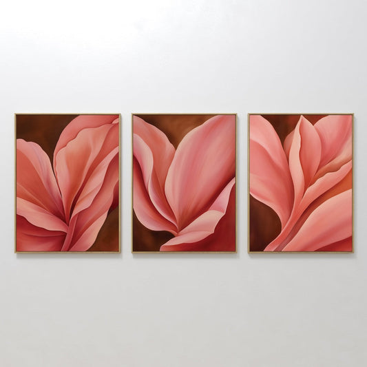 Elegant Blush Floral Triptych Canvas Art for Home Decor