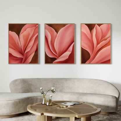 Elegant Blush Floral Triptych Canvas Art for Home Decor