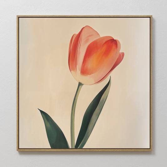 Elegant Blush Tulip Oil Painting | Floral Canvas Wall Art for Home Décor