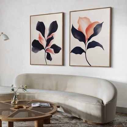 Elegant Blush Floral Oil Painting Set for Chic Home Decor