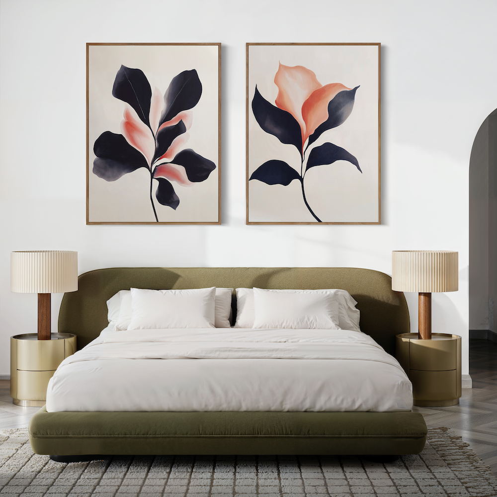 Elegant Blush Floral Oil Painting Set for Chic Home Decor
