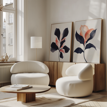 Elegant Blush Floral Oil Painting Set for Chic Home Decor
