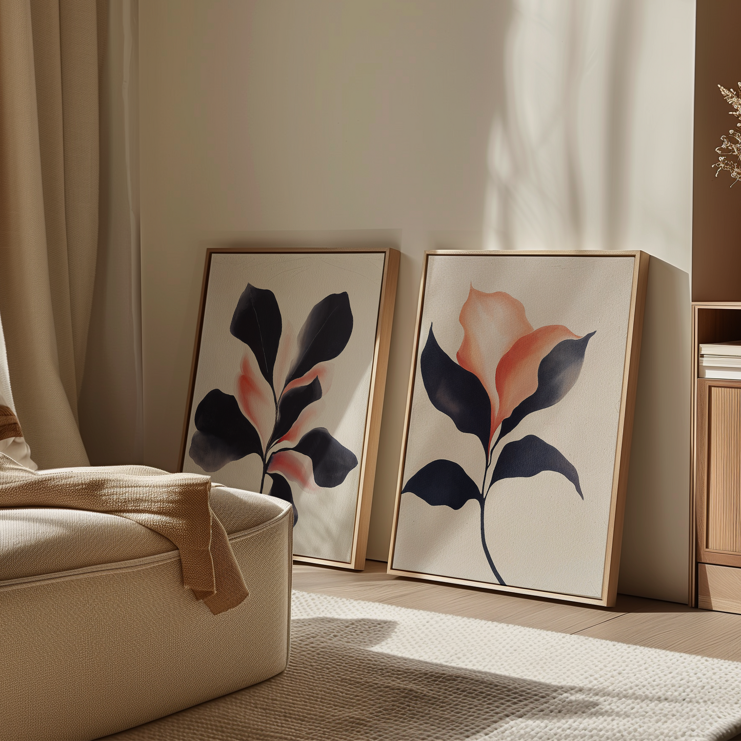 Elegant Blush Floral Oil Painting Set for Chic Home Decor