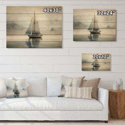 Serene Sailing at Dusk: Peaceful Boat on Calm Lake Oil Painting