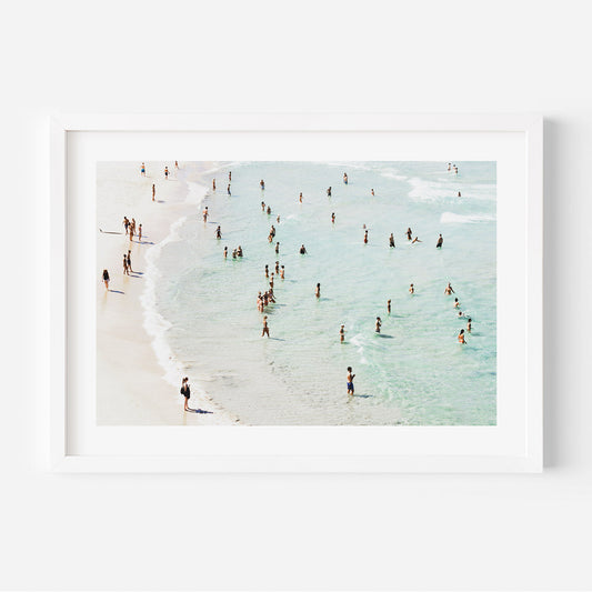 Vibrant Beach Scene with Bathers at Bondi Ocean Waves