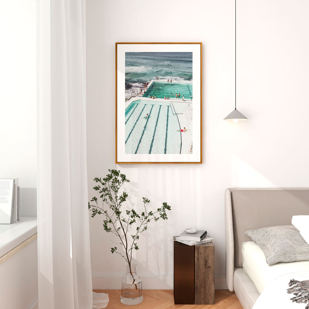 Serene Bondi Beach Pool Escape - Captivating Coastal Oil Painting