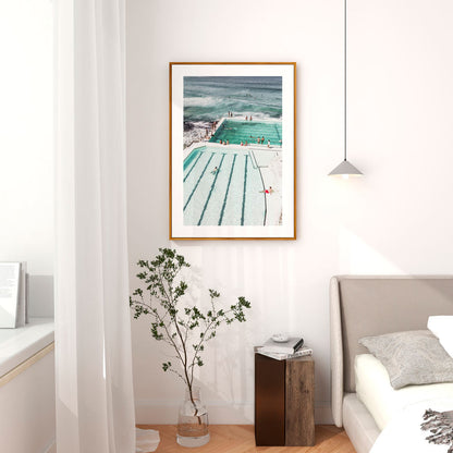 Serene Bondi Beach Pool Escape - Captivating Coastal Oil Painting