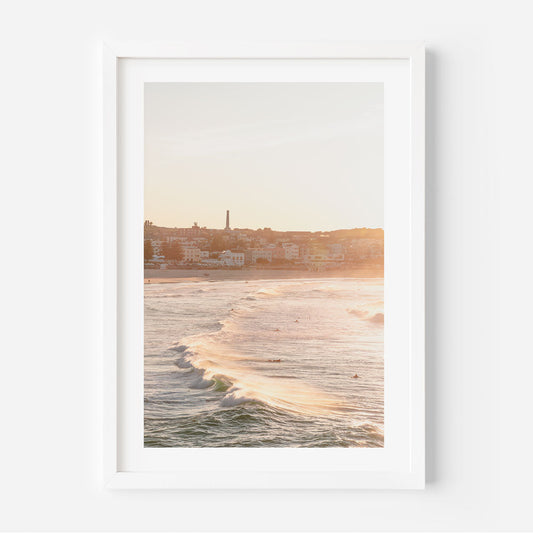 Serene Bondi Beach Waves at Sunset - Coastal Oil Painting for Home Decor