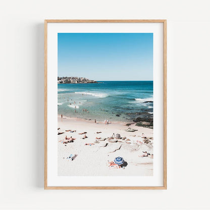 Sunny Bondi Beach Scene with Bathers and Ocean Waves