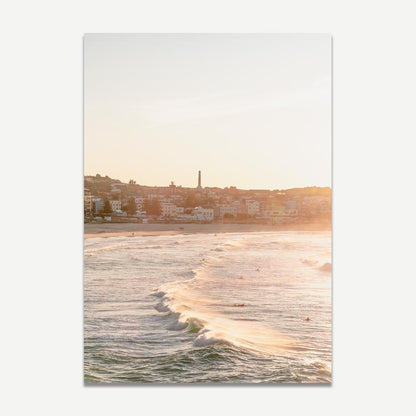 Serene Bondi Beach Waves at Sunset - Coastal Oil Painting for Home Decor