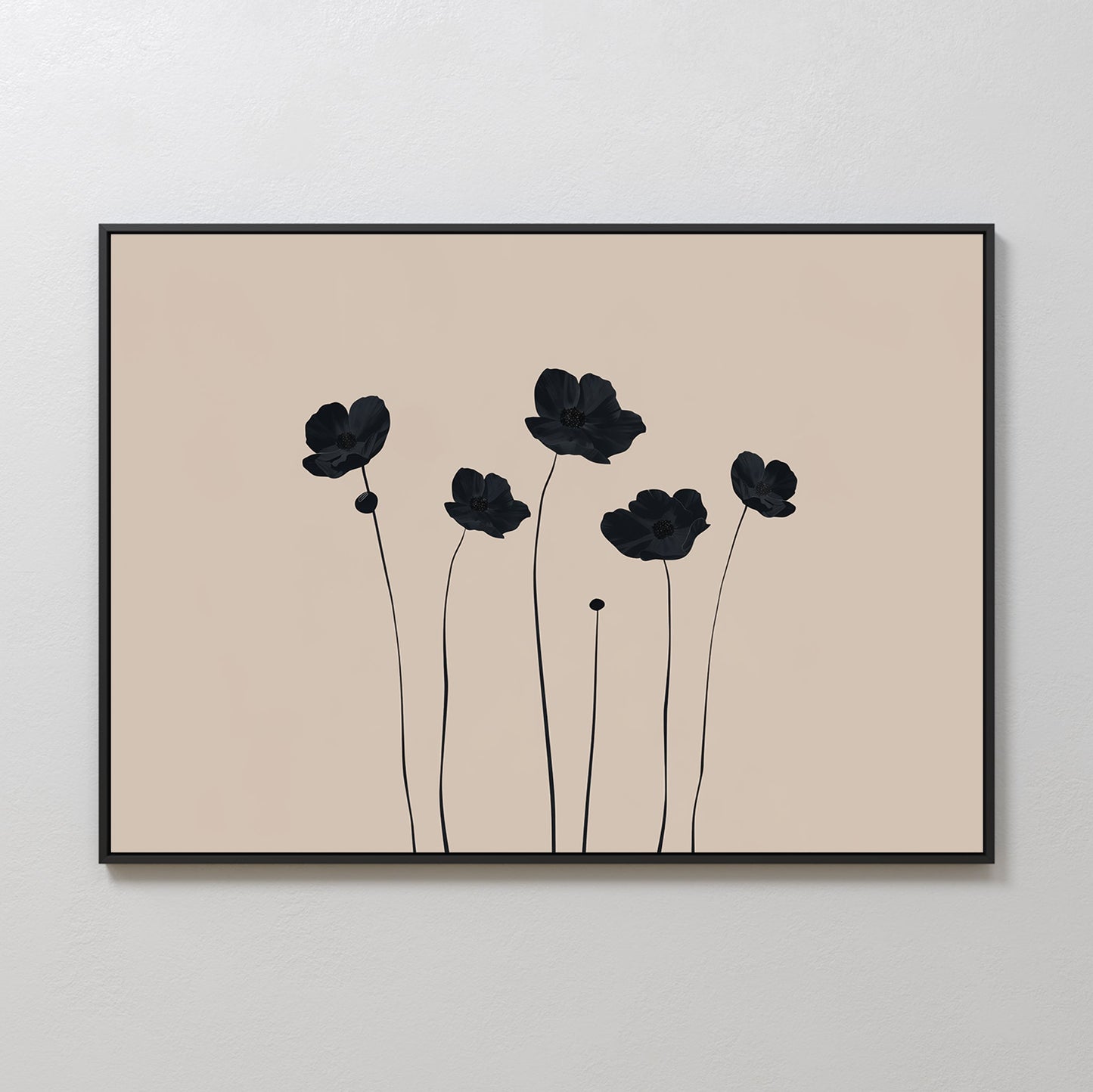 Elegant Black Floral Abstract Oil Painting for Modern Decor