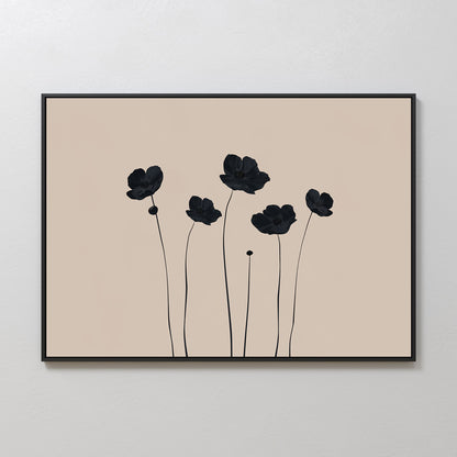 Elegant Black Floral Abstract Oil Painting for Modern Decor
