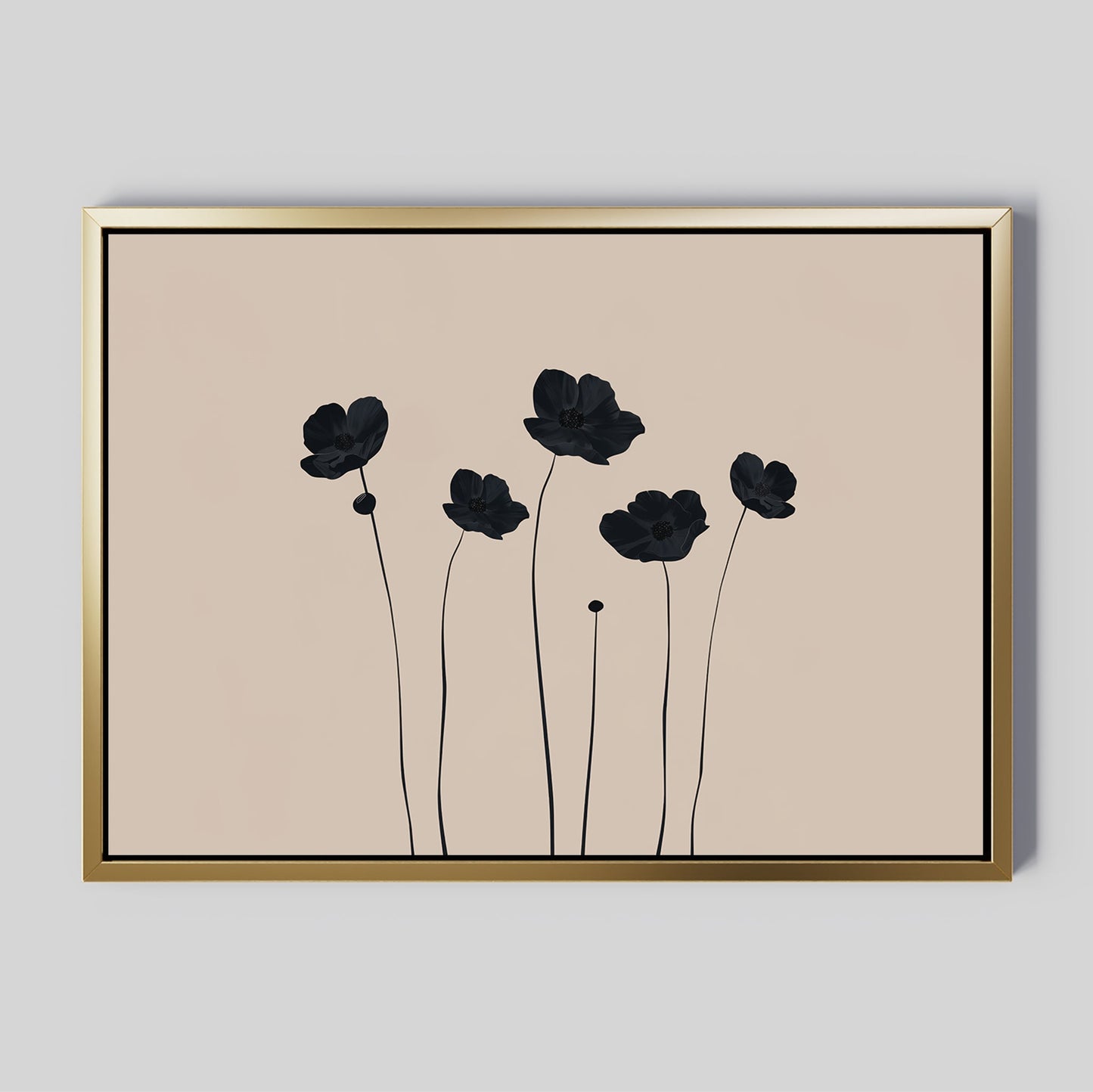 Elegant Black Floral Abstract Oil Painting for Modern Decor