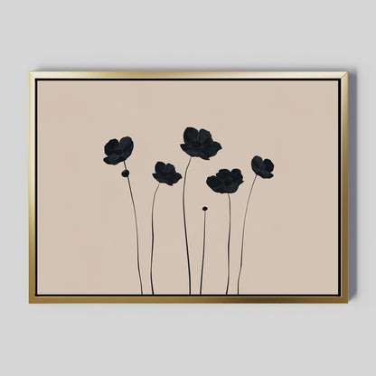 Elegant Black Floral Abstract Oil Painting for Modern Decor