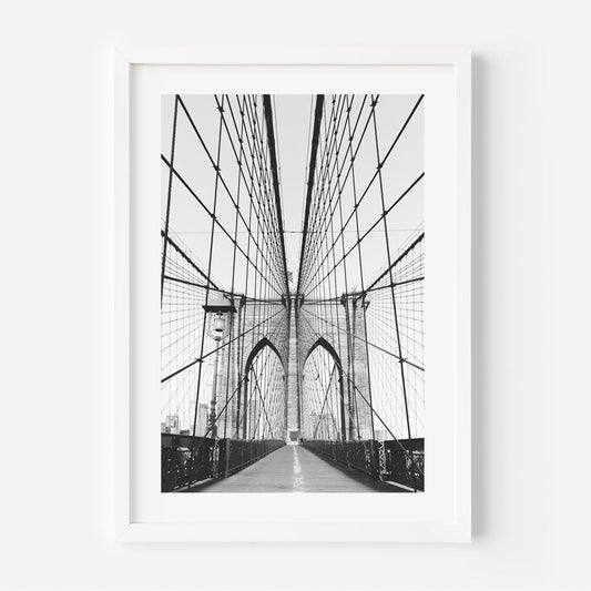 Stunning Black and White Brooklyn Bridge Oil Painting for Modern Art Lovers