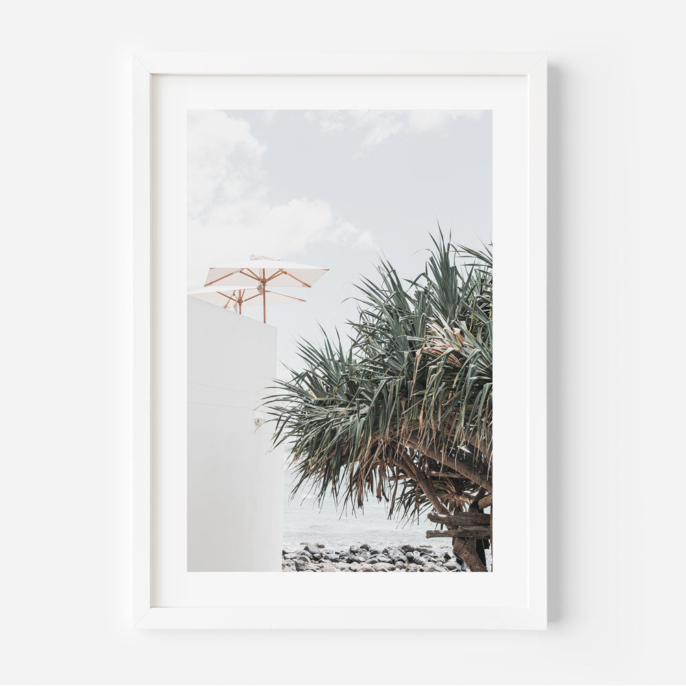 Coastal Serenity: Burleigh Heads Beach Oil Painting with Tropical Vibes