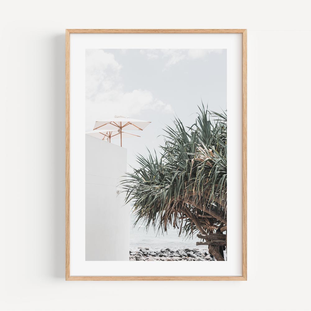 Coastal Serenity: Burleigh Heads Beach Oil Painting with Tropical Vibes