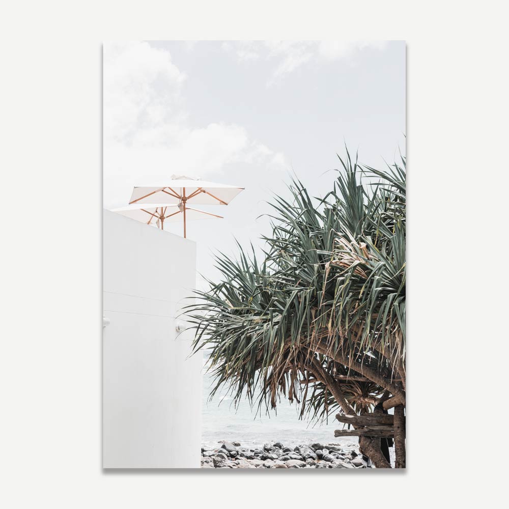 Coastal Serenity: Burleigh Heads Beach Oil Painting with Tropical Vibes