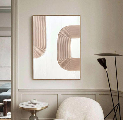 Contemporary Minimalist Abstract Oil Painting with Textured Lines