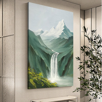 Mountain Waterfall European Alps Nature Oil Painting 148MW