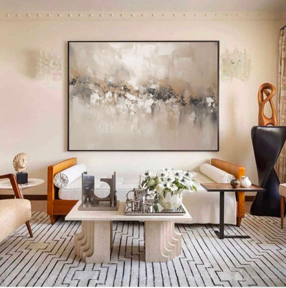 Serene Minimalist Abstract Oil Painting in Soft Neutrals for Modern D√©cor