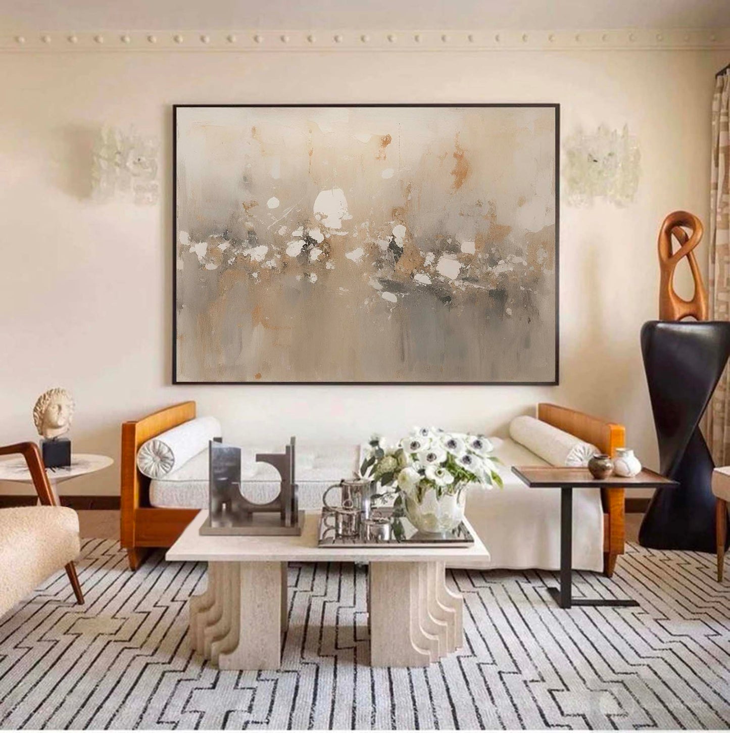Elegant Minimalist Abstract Oil Painting for Modern Home D√©cor