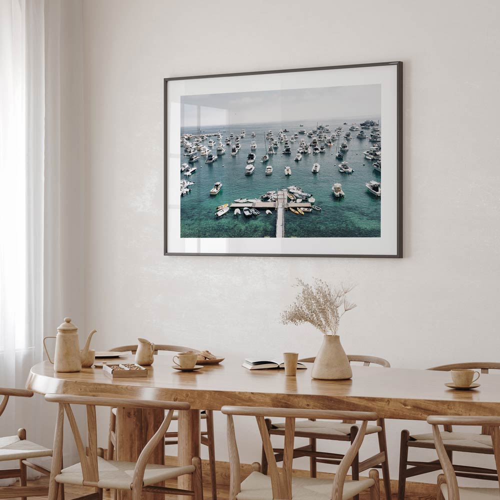 Scenic Catalina Jetty Harbour: Captivating Oil Painting of Boats and Ocean Bliss