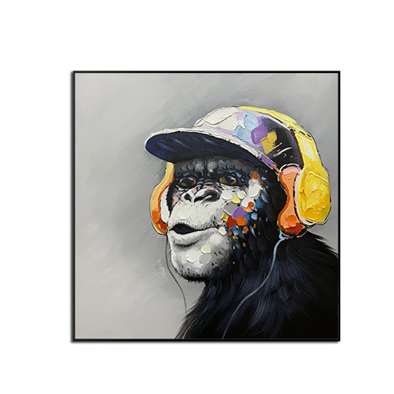 Vibrant Chimpanzee Portrait in Headphones - Colorful Urban Art for Modern Spaces