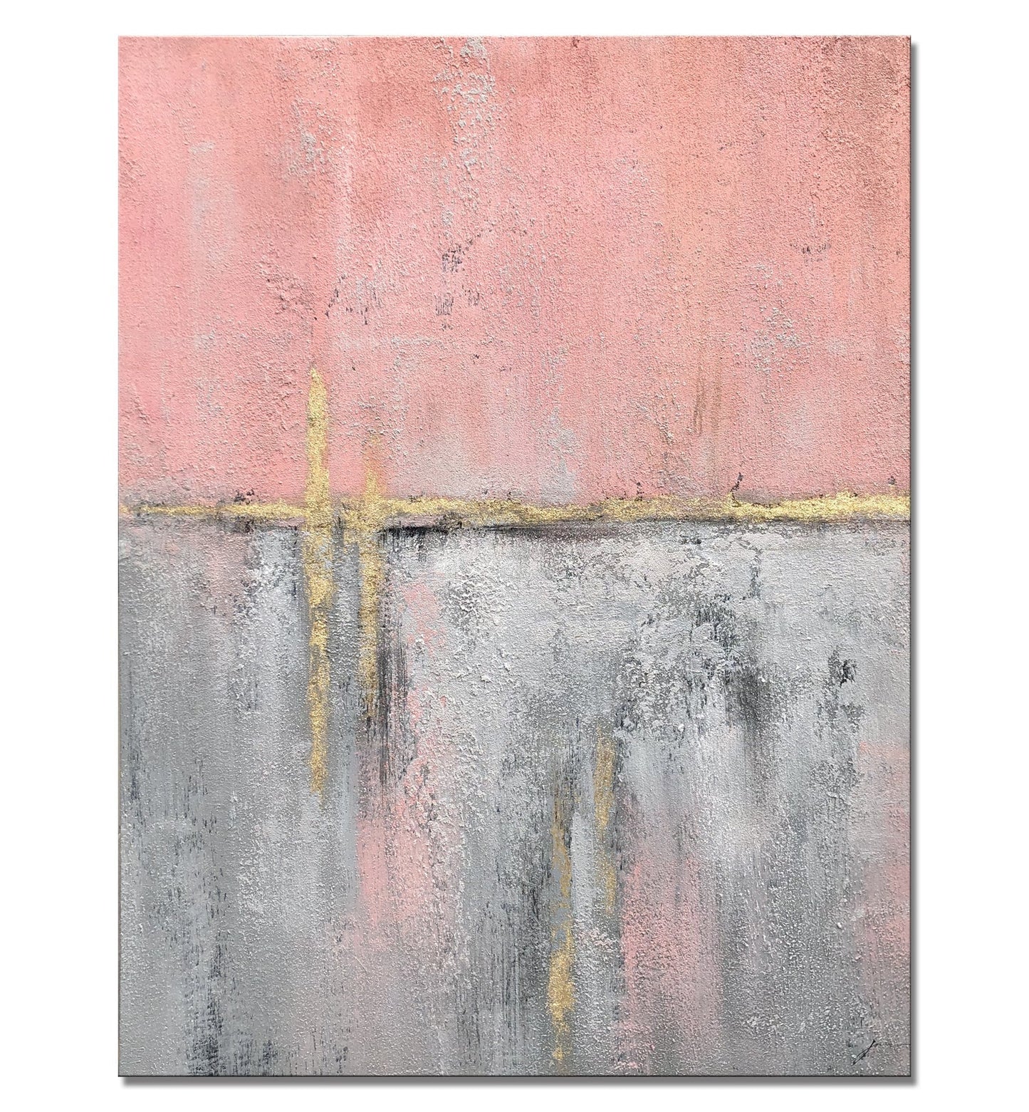 Abstract Pink and Gray Oil Painting for Modern Home Decor