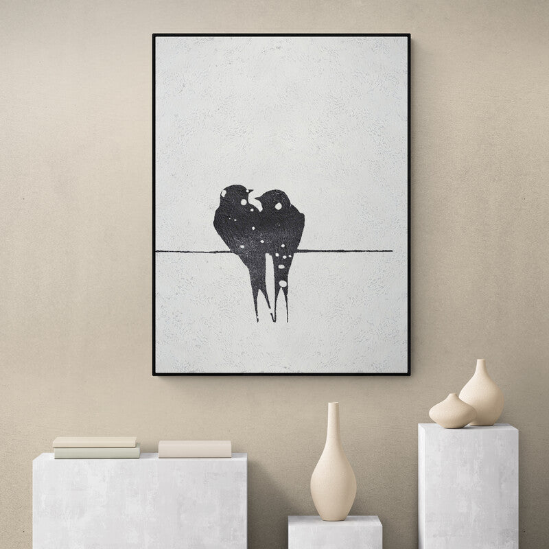 Romantic Lovebirds Oil Painting for Elegant Home Décor