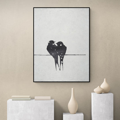 Romantic Lovebirds Oil Painting for Elegant Home Décor