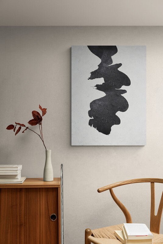Abstract Black and White Oil Painting – Modern Home Decor Art