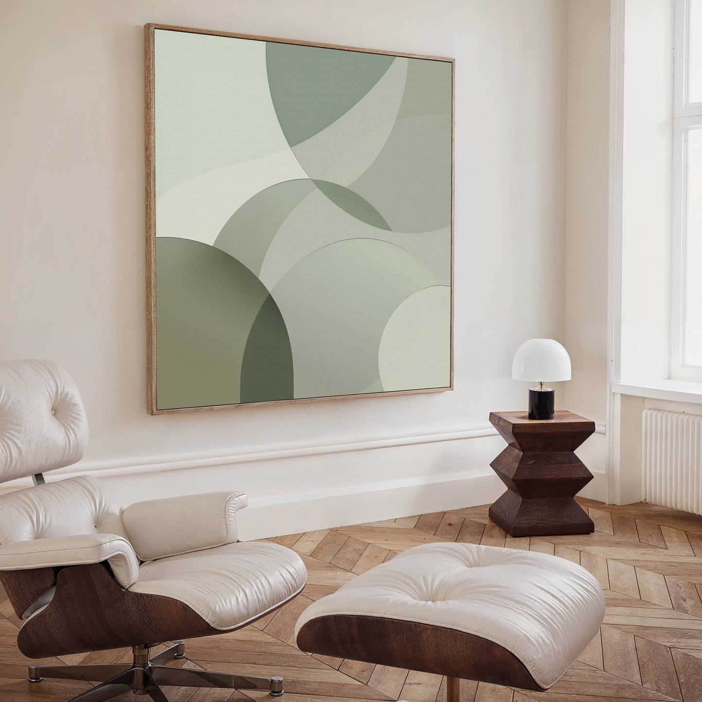 Serene Green Abstract Oil Painting for Modern Home Decor