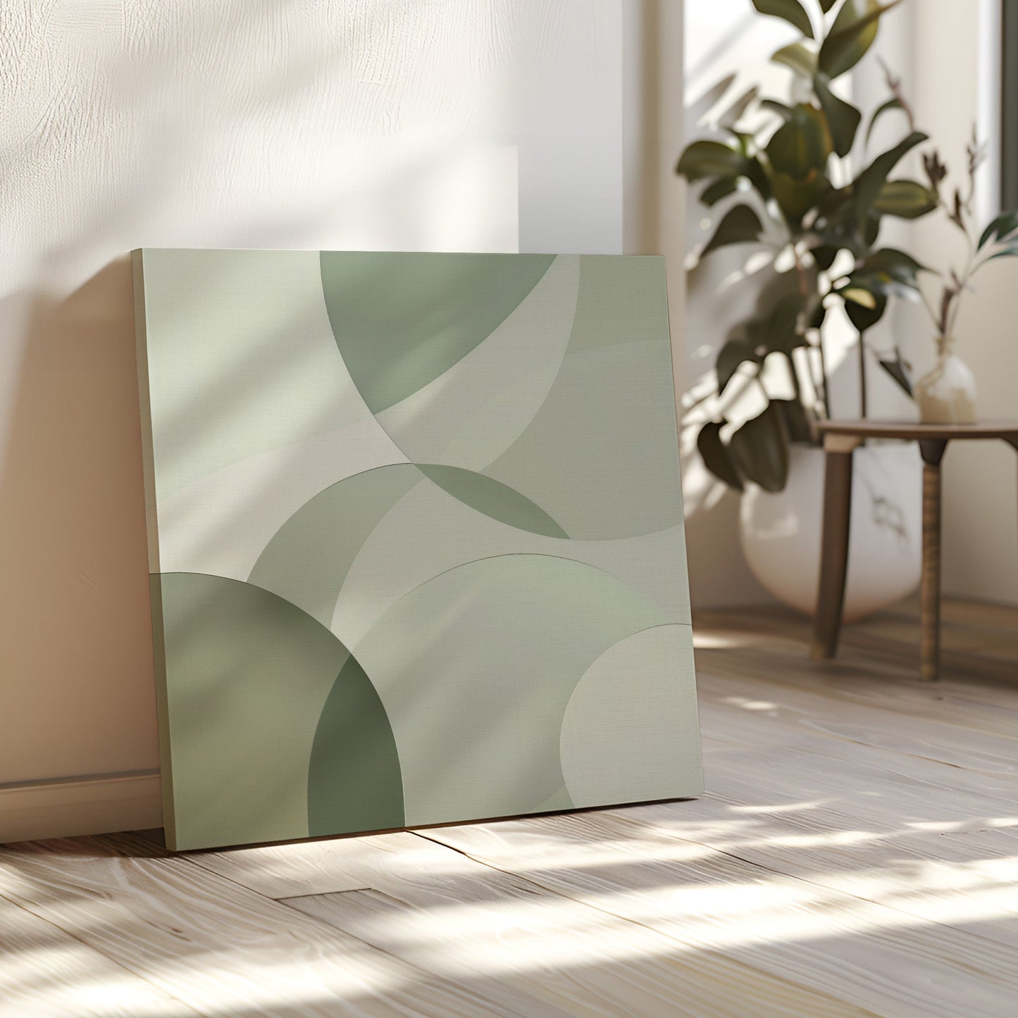 Serene Green Abstract Oil Painting for Modern Home Decor