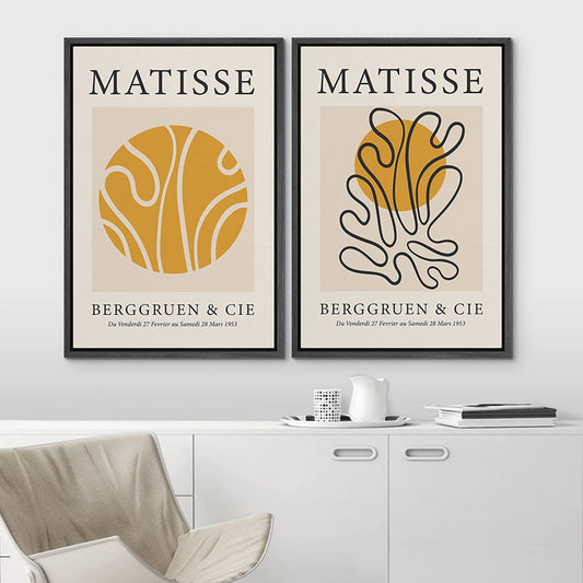 Henri Matisse Yellow Geometric Wave Floral Oil Painting Set