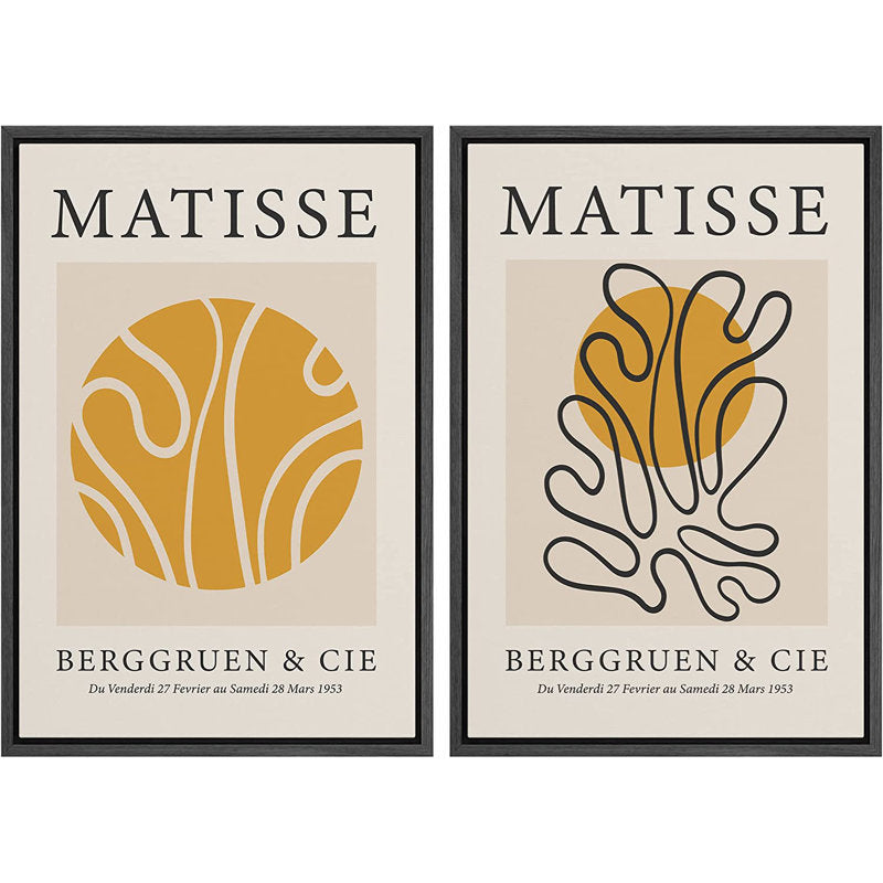 Henri Matisse Yellow Geometric Wave Floral Oil Painting Set