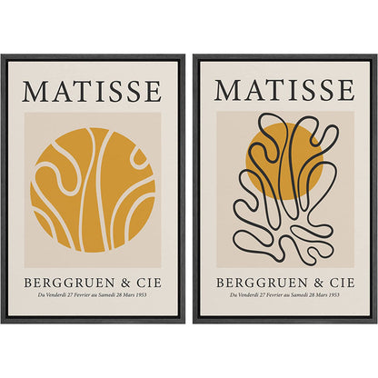 Henri Matisse Yellow Geometric Wave Floral Oil Painting Set