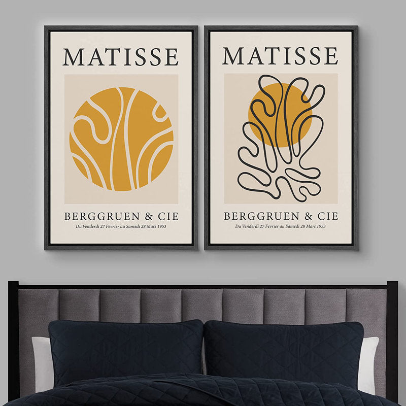 Henri Matisse Yellow Geometric Wave Floral Oil Painting Set
