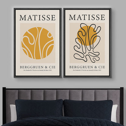 Henri Matisse Yellow Geometric Wave Floral Oil Painting Set