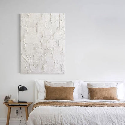 Textured White Abstract Oil Painting for Modern Home Décor