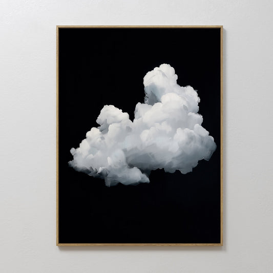 Abstract Cloud Art on Black Canvas - Modern Wall Decor for Home and Office