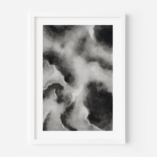 Abstract Gray Clouds Oil Painting for Contemporary Home Decor