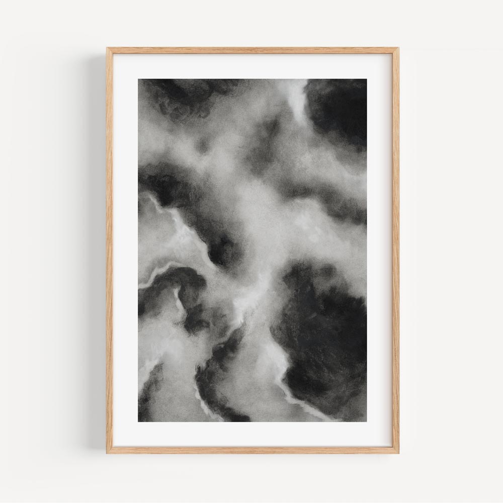 Abstract Gray Clouds Oil Painting for Contemporary Home Decor