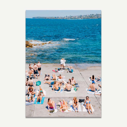 Vibrant Beach Day at Clovelly: Sunbathers by the Ocean